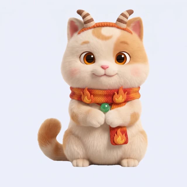 Lucky Cat wearing goat horns